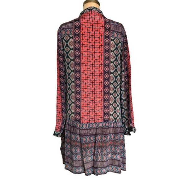 NWOT TOLANI Rory Mixed-Print with Embroidery Flounce-Hem Tunic Dress - Picture 7 of 16